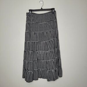 Vintage y2k Max Studio black dot print tiered maxi full skirt size small